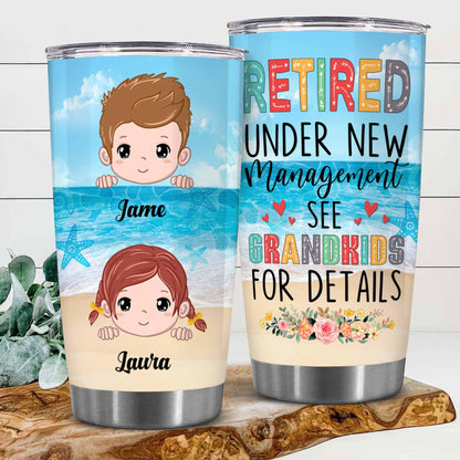 Retirement Gifts - Retirement Tumbler - Retired Under New Management See Wife For Details Tumbler, Quitter, Retired Gifts, Husband, Dad, Boyfriend, Men, Christmas, Fathers day, Boss 20OZ