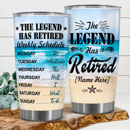 Retirement Gifts - Retirement Tumbler - The legend has retired Tumbler for Women Men Dad Mom Retired Calendar Tumbler Coworkers Idea for Fathers Mothers Day Birthday Christmas 20OZ