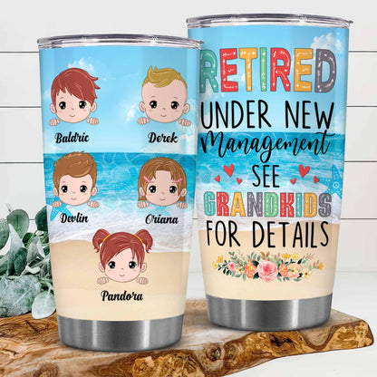 Retirement Gifts - Retirement Tumbler - Retired Under New Management See Wife For Details Tumbler, Quitter, Retired Gifts, Husband, Dad, Boyfriend, Men, Christmas, Fathers day, Boss 20OZ